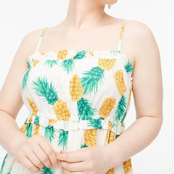 J CREW PINAPPLE SQUARENECK SIZE 14 RUFFLE MAXI DRESS - Picture 3 of 5
